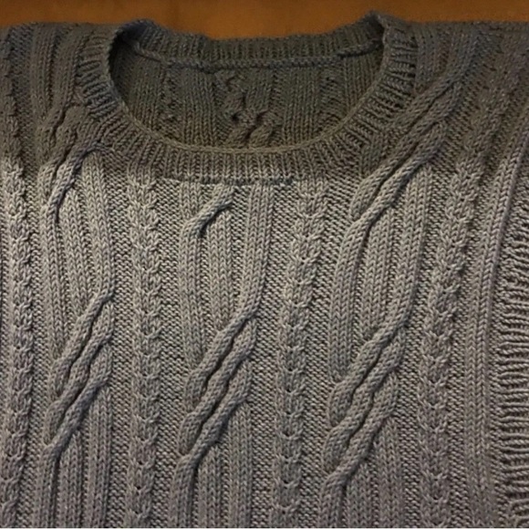 Hand knitted blue color cotton vest, size L - Picture 5 of 5